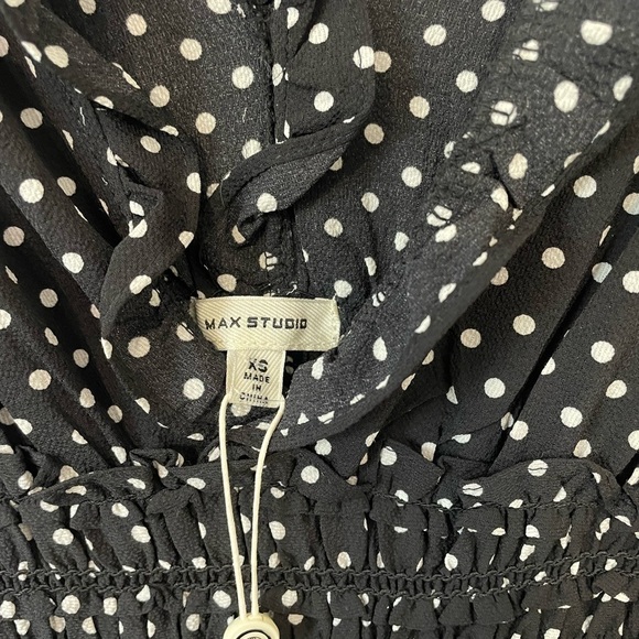 Max Studio Wide Leg Crepe Jumpsuit size XS black with white polka dots - Picture 6 of 7